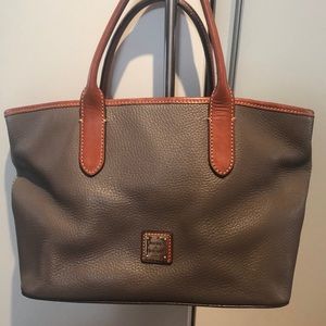 Dooney & Bourke Gray leather bag with Brown trim.